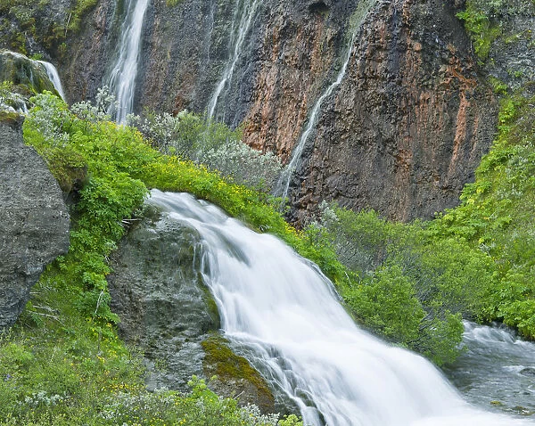 Waterfall, Holmatungur, Joekulsargljufur National Park, Iceland, Europe