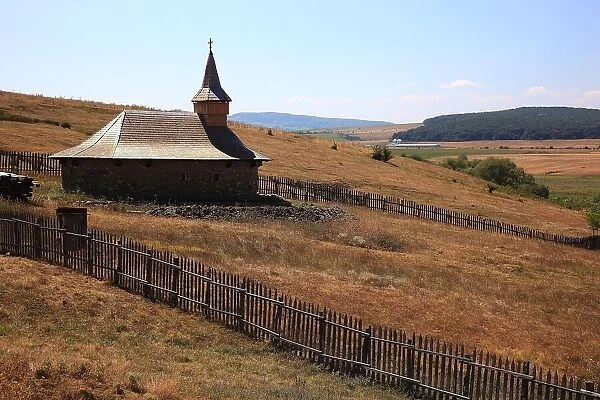 Wooden chapel in the countryside of Transylvania, near Orastie, Romania