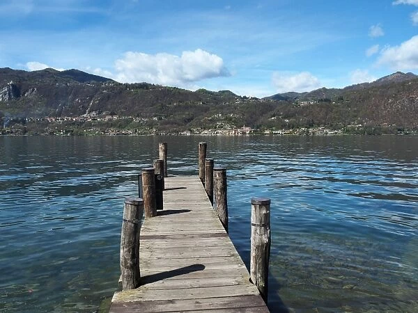 Wooden Dock On Lake Orta In Northern Italy