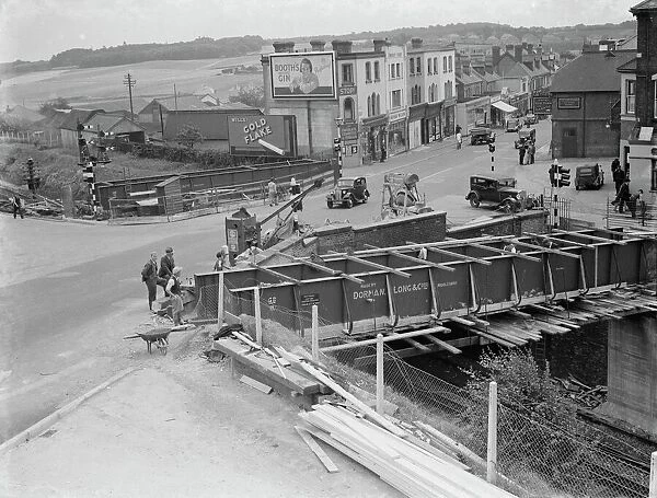 Building work on the widening of the Swanley Bridge in Kent. 1938