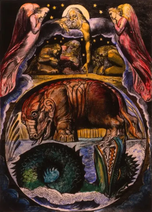 Framed Print : Print of Behemoth, a hippopotamus-like monster from the Book of Job, 1825 Framed Print : Print of Behemoth, a hippopotamus-like monster from the Book of Job, 1825