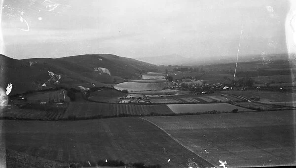 View over Devils Dyke and Dyke Golf Club, Poynings, Sussex. The hills of the