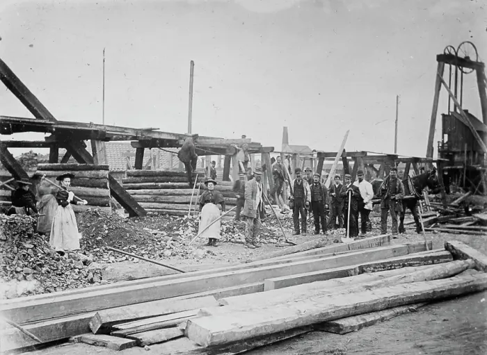 Framed Print : Surface Workers, Dolcoath Mine Print Framed Print : Surface Workers, Dolcoath Mine Print