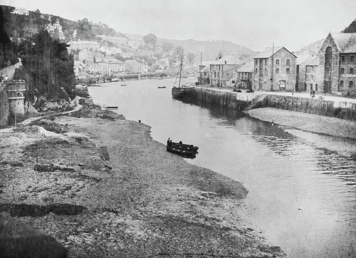 Framed Print : Print of View up river, Looe, Cornwall Framed Print : Print of View up river, Looe, Cornwall