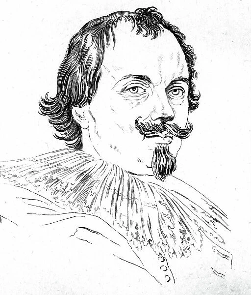 17th century drawing of a man after Van Dyck