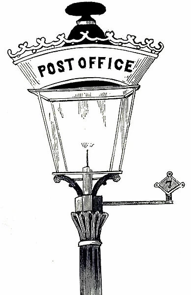 19th century drawing of a Gas street lamp; London; 1851