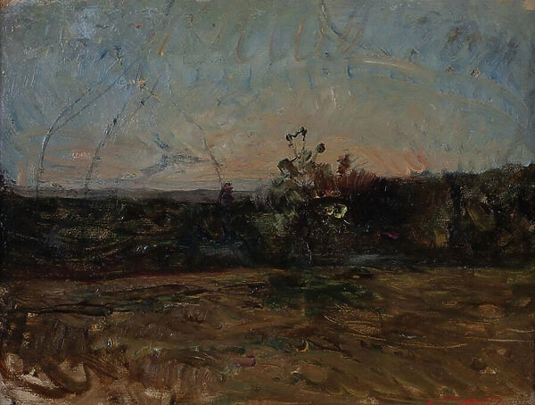19th century landscape (Oil on canvas mounted on wood)