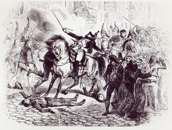 2nd of May 1808, Insurrection in Madrid, from Histoire de Napoleon by M. de Norvins, 1839 (engraving) (b  /  w photo)