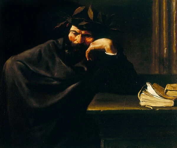 Poet. 3567353 Poet by Mola, Pier Francesco (1612-66); Palatine Gallery