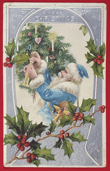 'A Happy Christmas', Victorian card (chromolitho)