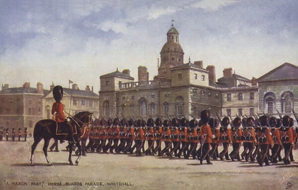'A March Past', Horse Guards Parade, Whitehall (colour litho)