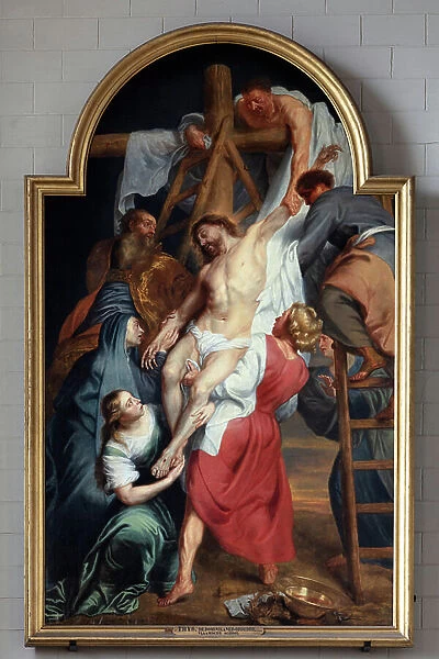 Abbey church (Abdijkerk Sint-Servatius). Interior. Painting. Descent of the cross. Thys (?)