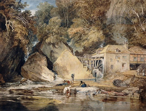 Aberdulais Mill, Glamorganshire, Wales, 1796-97 (pencil and watercolour)