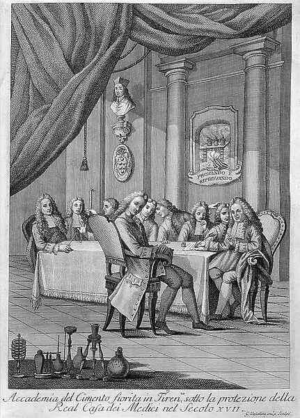 Academie del Cimento - Fondee in Florence in 1657 under the protection of the Medicis family - Biblioteca Marucelliana, Florence