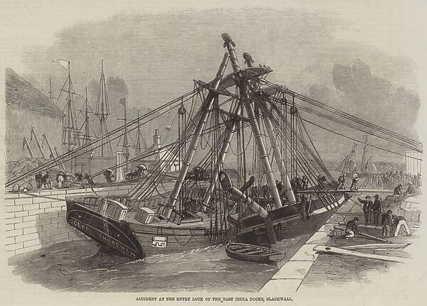 Accident at the Entry Lock of the East India Docks, Blackwall (engraving)