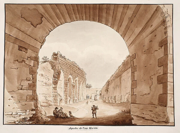 The Acqua Marcia, 1833 (etching with brown wash)
