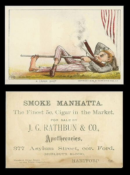 Advertising card for Manhatta cigars (colour litho)