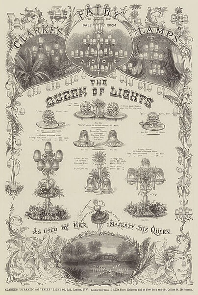 Advertisement, Clarkes Fairy Lamps (engraving)
