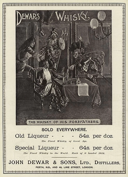 Advertisement, Dewars Whisky (engraving)