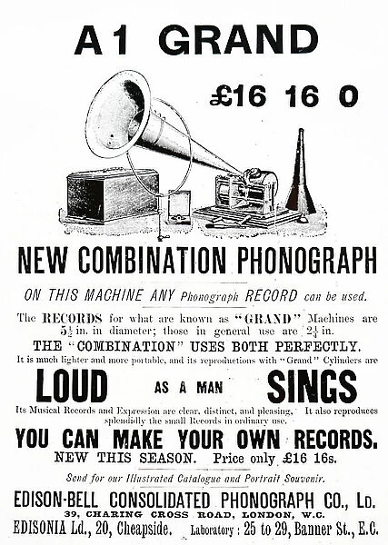 Advertisement for an Edison phonograph. 1893 (print)