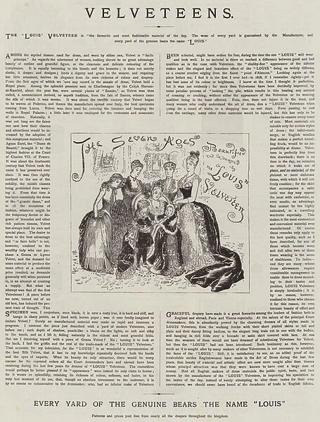 Advertisement, Louis Velveteen (engraving)