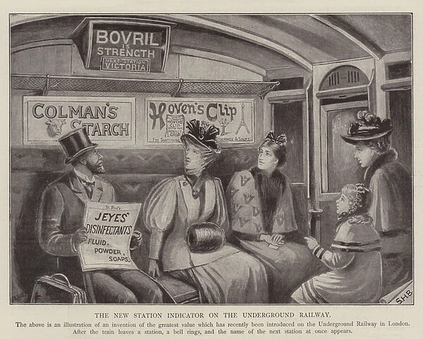 Advertisement, The New Station Indicator on the Underground Railway (engraving)