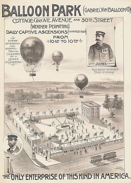 Advertising poster for a Balloon Park in Chicago, USA, c. 1888 (lithograph)