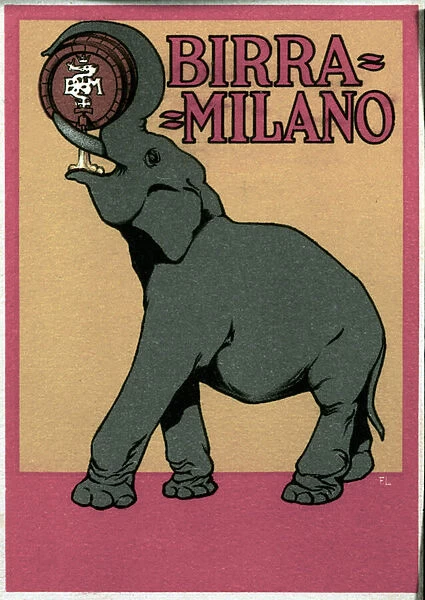 Advertising poster for Milano beer illustrated by Franz Laskoff (1869-1921