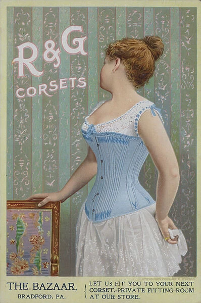 Advertisement for R & G womens corsets (chromolitho)