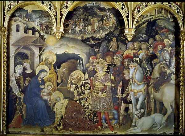 The Adoration of the Detrempe Magi on Wood by Gentile da Fabriano (1370-1427) 1423. Sun