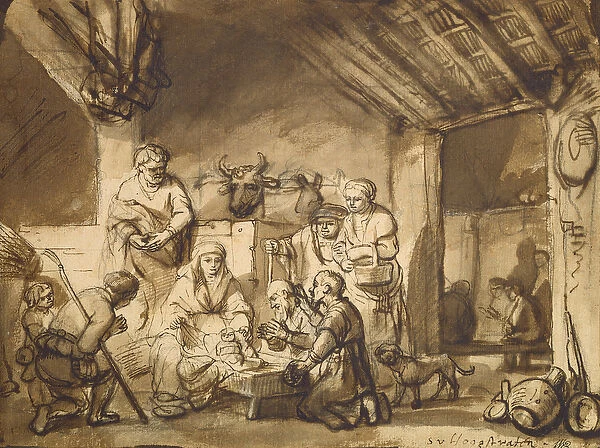 Adoration of the Shepherds, c. 1646 (pen and brush and pencil on paper)