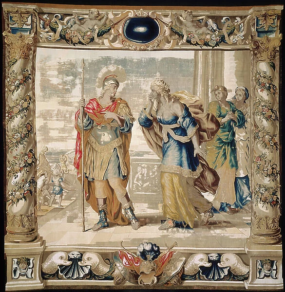 Aeneas says Farewell to Dido, 1679 (tapestry weave: silk and wool)