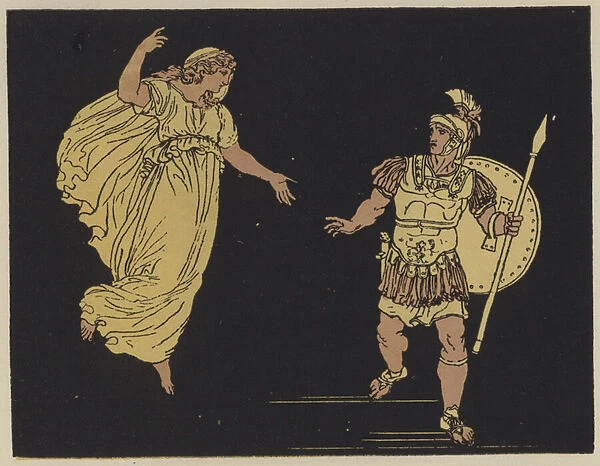 Aeneas and the shade of Creusa (colour litho)
