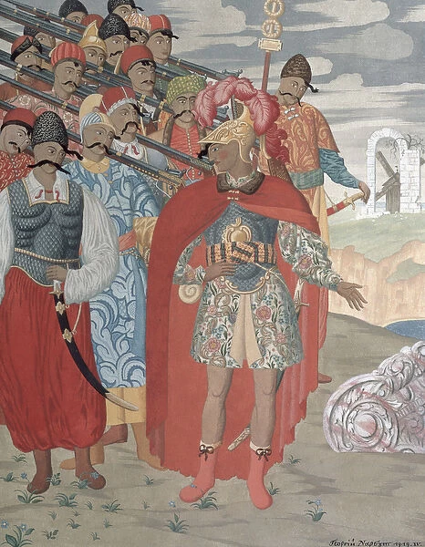 Aeneas and his Soldiers, 1919 (colour engraving)
