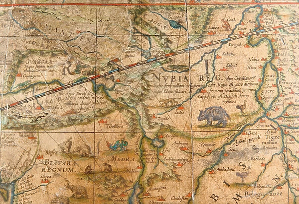 Detail of Africa from a terrestrial globe 1645  /  48 (plaster, wood & engraved paper)