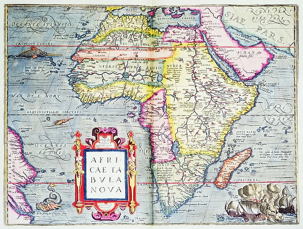 Africae tabvla nova, 1570 (colour engraving)