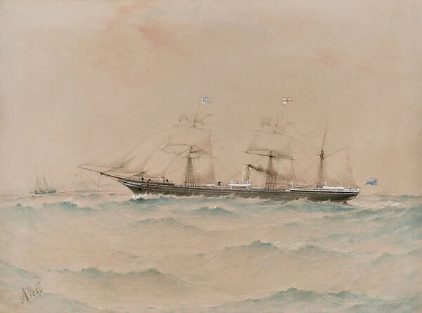 African Royal Mail Steamer, Lagos, Dyson Weston Commander, 19th century (Watercolour)