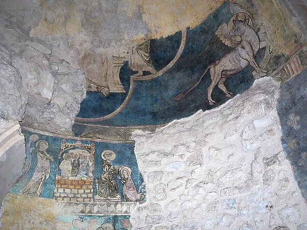 Aix en Provence. Cathedrale Saint Sauveur, the Baptistere, frescoes of the 14th century