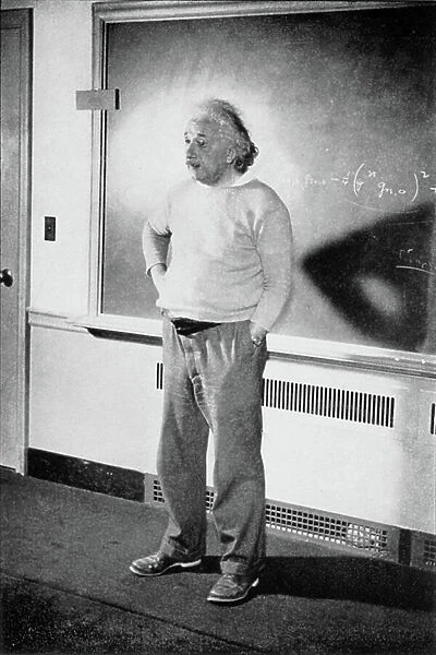 Albert Einstein in his study at the Institute of Advanced Study, Princeton, USA, 1940 (b / w photo)