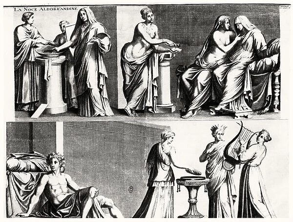 The Aldobrandini Wedding, after a Roman Fresco (engraving) (b  /  w print)
