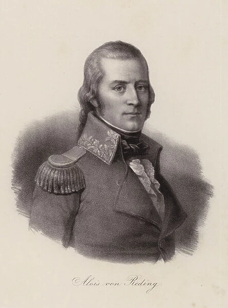 Alois von Reding, Swiss military officer, revolutionary and politician (engraving)