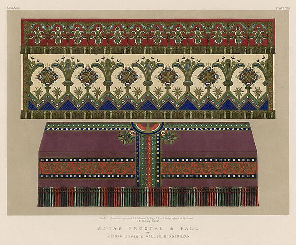 Altar Frontal and Pall by Messrs Jones and Willis, Birmingham (chromolitho)