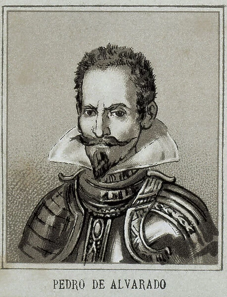 ALVARADO, Pedro de (1485-1541). Spanish conquistador and governor of Guatemala. Engraving