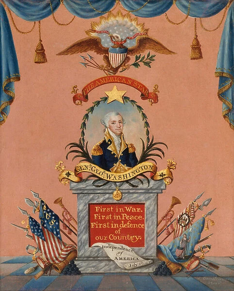 The American Star (George Washington), c. 1803 (oil and gold leaf on paper)