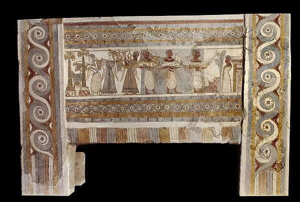 Ancient Greece: the sarcophagus of Haghia Triada: fresco depicting a scene of worship of