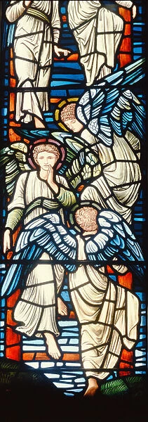 Angels Climbing and Descending, Detail of Jacobs Ladder (stained glass