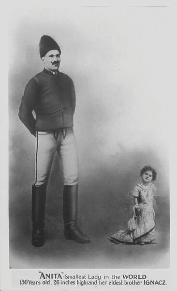Anita, smallest lady in the world, and her eldest brother, Ignacz (b  /  w photo)