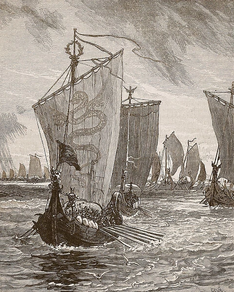 Anlaff entering the Humber, illustration from Cassell