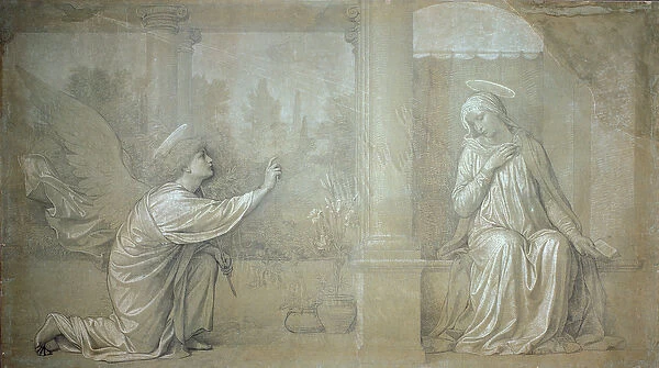 The Annunciation, preparatory cartoon for the Cappella Raffo fresco in the Misericordia