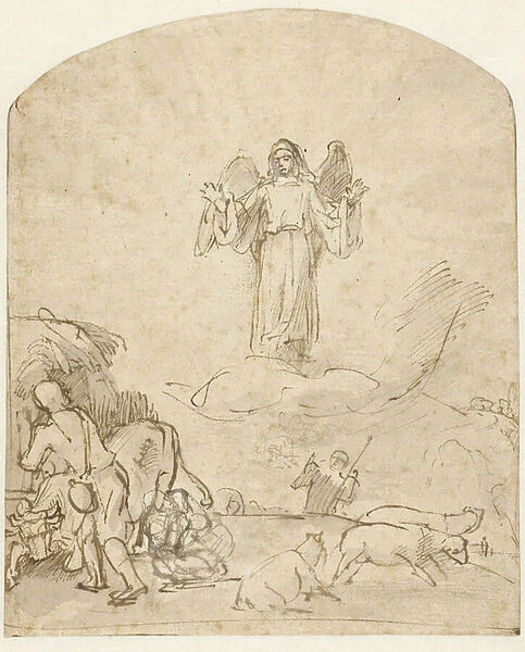 Annunciation to the Shepherds, c. 1650 (pen and ink on paper)